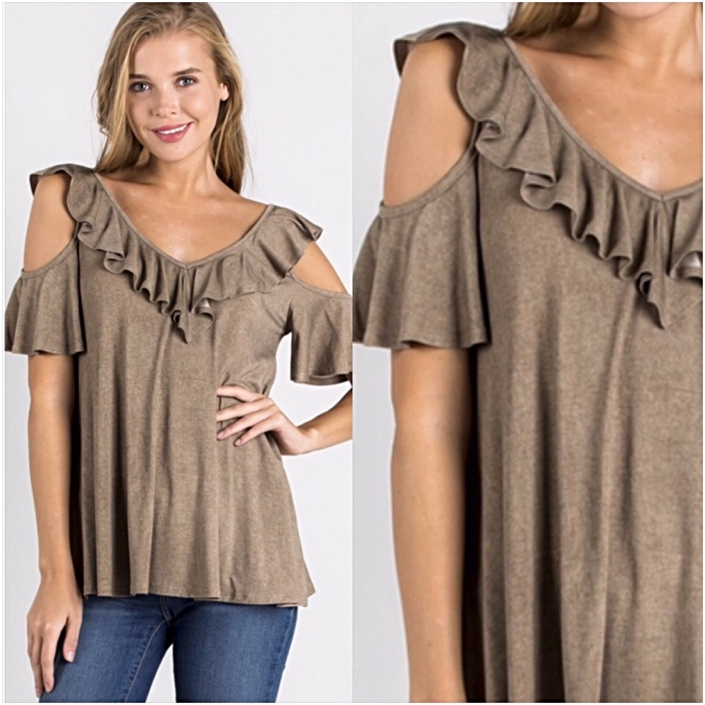 Sassy Sexy Ruffle Flowy Double V-Neck Top S - Picture 2 of 6
